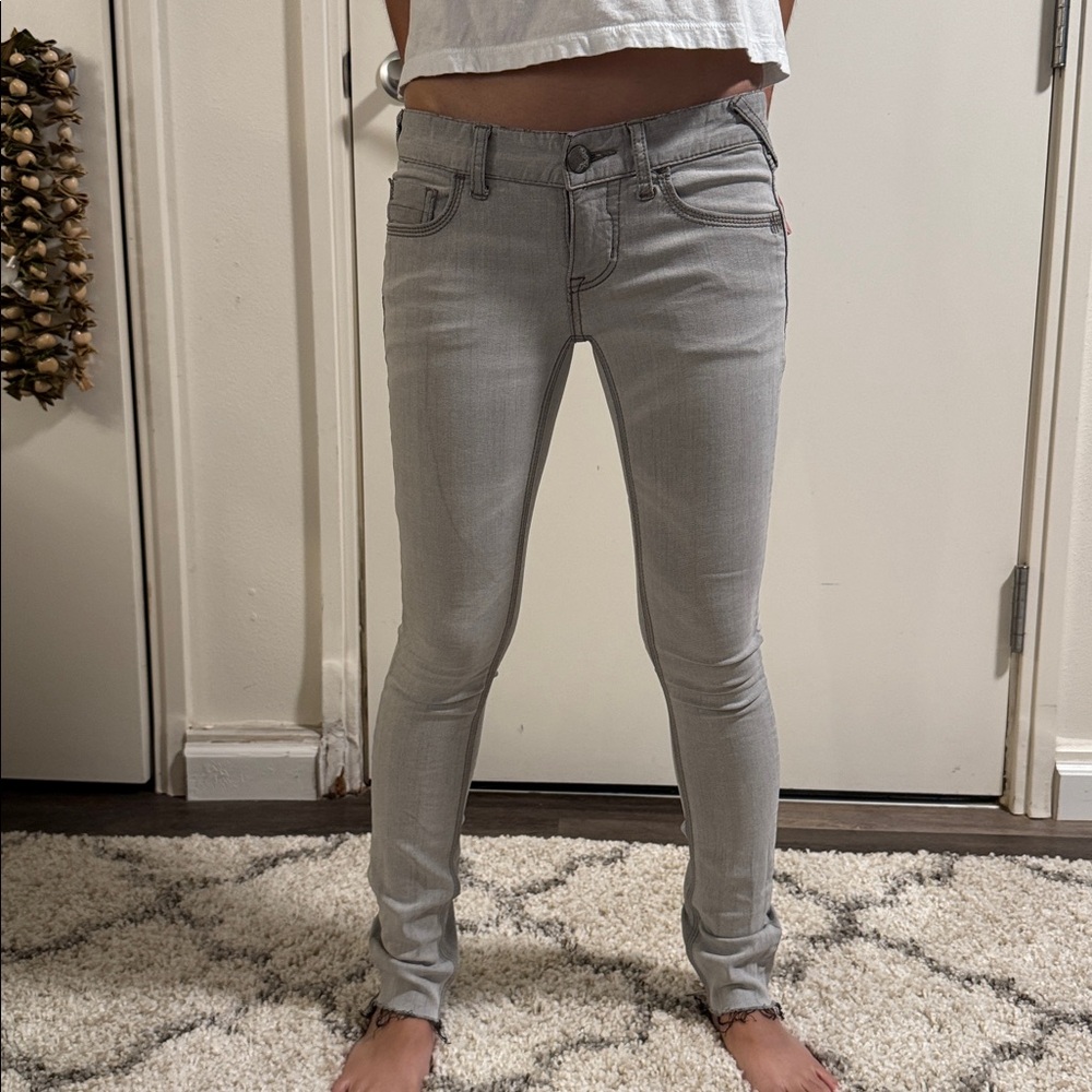 FP Short Gray Distressed Jeans